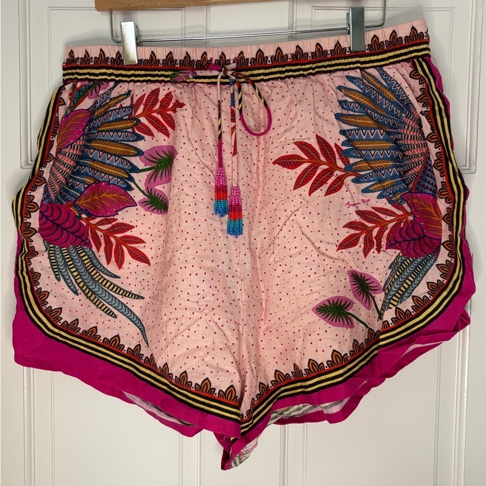 NWT FARM Rio Multicolored Floral Tropical Print Shorts Beaded Tie Detail Pockets - Picture 4 of 12